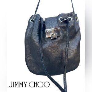 Jimmy Choo Metallic Charcoal Grey Bucket Top Crossbody